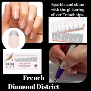 Color Street French manicure with silver accents